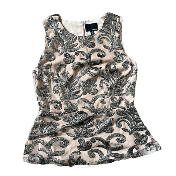 Anthropologie Greylin Embellished Sequin Peplum Top - Picture 8 of 16